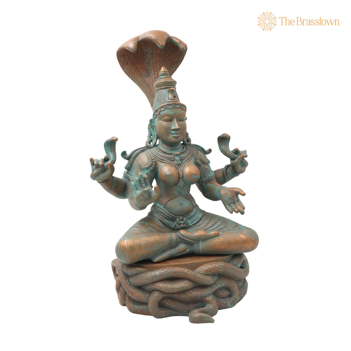 Handcrafted Bronze Manasadevi Idol – Authentic Panchaloha Manasa Mata Statue for Puja, Home Mandir & Décor 15.5 Inch 2