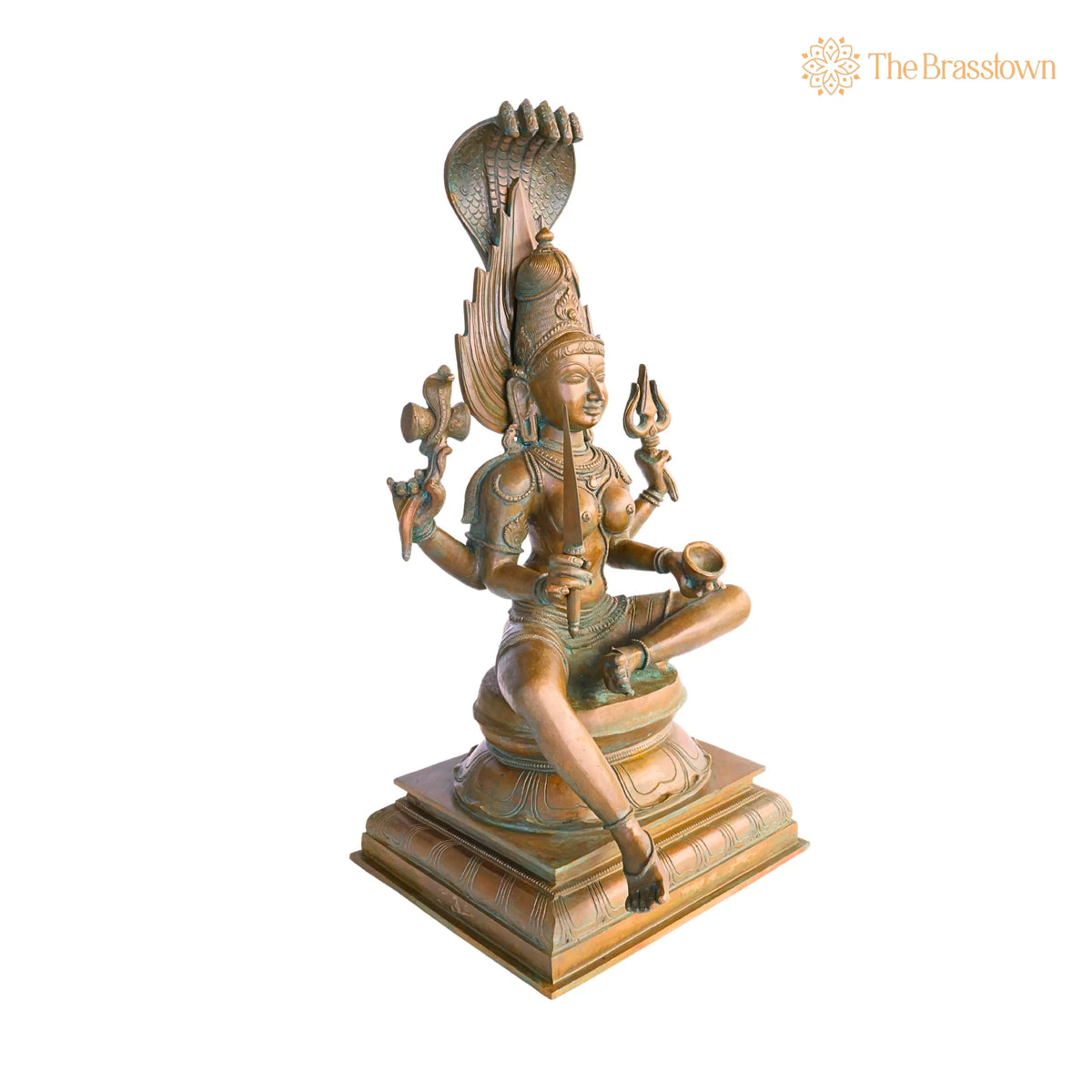 Exquisite Handmade Bronze Goddess Mariamman Idol – 55 cmVigraham Décor 21.5 Inch 2