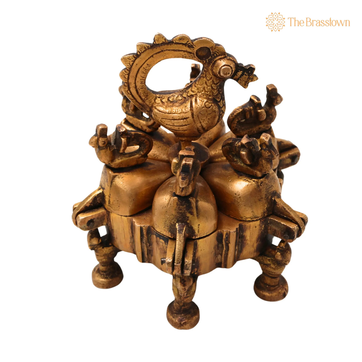 Brass Decorative Boxes – Handcrafted Box, Multipurpose Boxes, Sindoor Boxes, Sindhur Box, Antique, Box With Peacock Opener 4.5 Inch 3