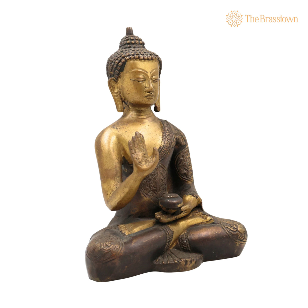 Handcrafted Brass Buddha Idol – Gautama Buddha Murti, Meditation Décor, Feng Shui Home Altar, Indian Spiritual Sculpture 8.5 Inch 2