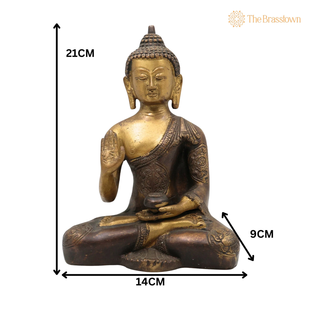 Handcrafted Brass Buddha Idol – Gautama Buddha Murti, Meditation Décor, Feng Shui Home Altar, Indian Spiritual Sculpture 8.5 Inch 5