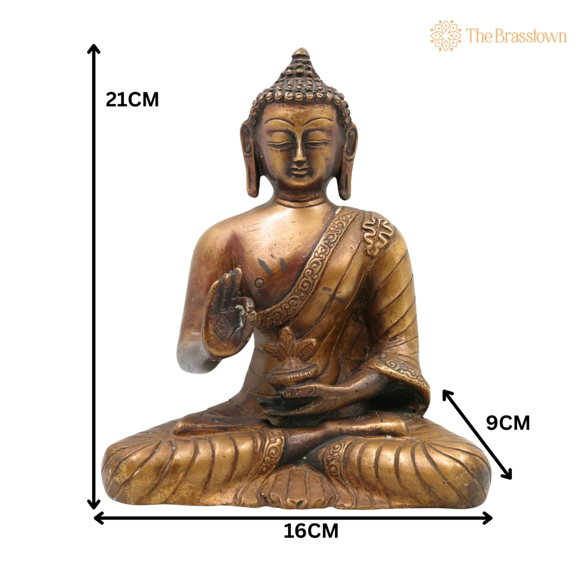 Brass Buddha Idol – Gautama Buddha Statue, Meditation Buddha, Feng Shui Home Décor, Handcrafted Indian Buddha Sculpture 8.5 Inch 5