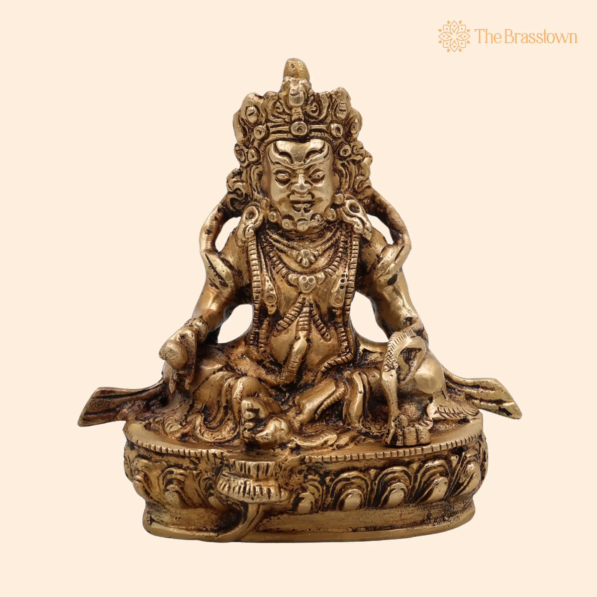 Brass Kubera Idol – Handcrafted Tibetan Buddhist Kuber Murti Kuvera Statue for Wealth, Prosperity, Vastu & Home Décor 5.5 Inch 1