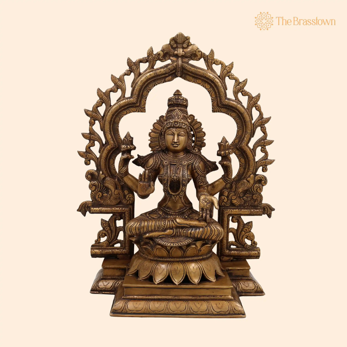 Handcrafted Brass Lakshmi Idol – Mahalakshmi, Padmavathi, Ashta Lakshmi Murti for Pooja, Vastu, Home Temple & Gifts 15.5 Inch 1