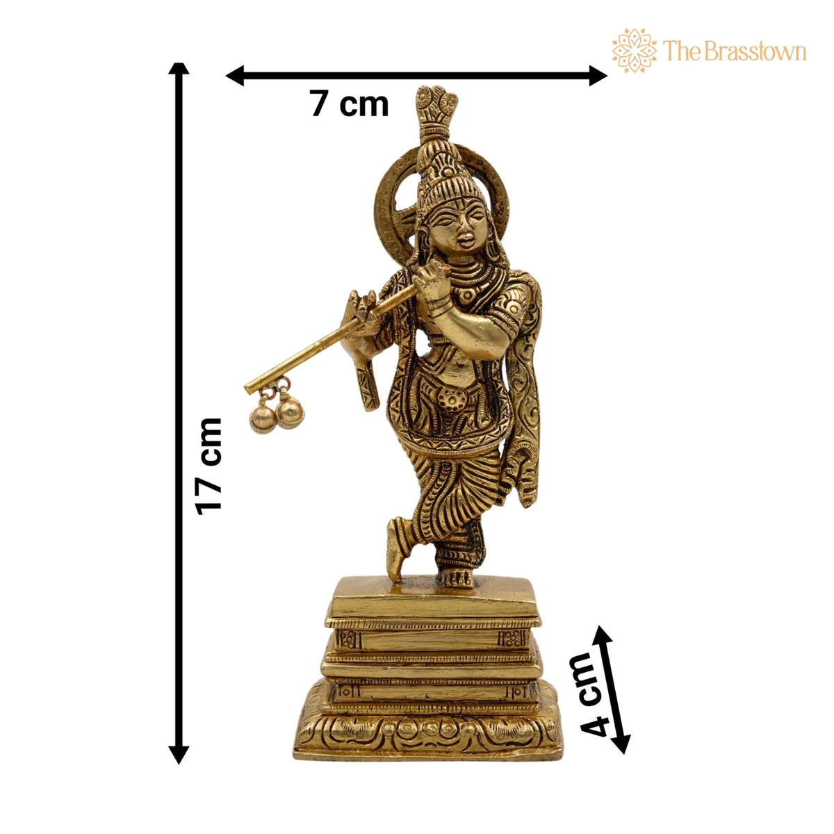 Brass Krishna Sculpture – Exquisite Standing Handcrafted Krishna Idol for Home and Temple Décor 6.5 Inch 5