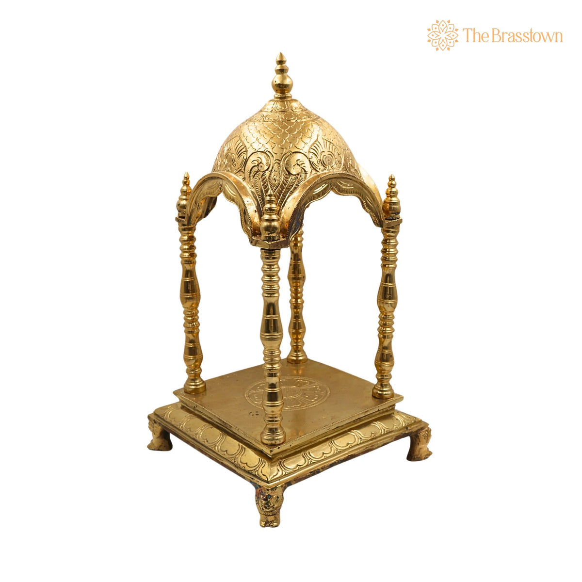 Bronze Handmade Pooja Mandir – Panchaloha Temple Stand With Prabhavali Peetha, Singhasan Chowki 17.5 Inch 2