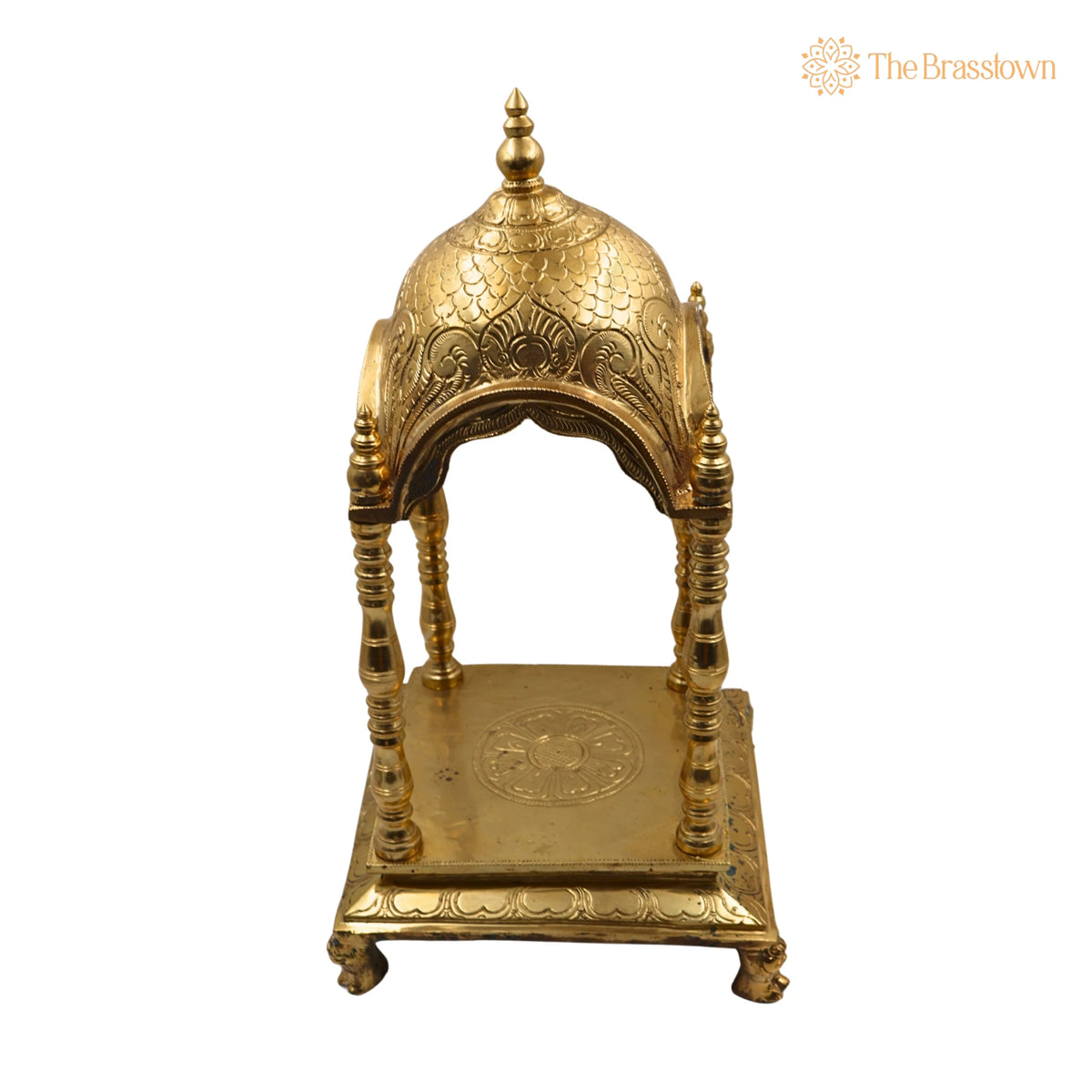 Bronze Handmade Pooja Mandir – Panchaloha Temple Stand With Prabhavali Peetha, Singhasan Chowki 17.5 Inch 3