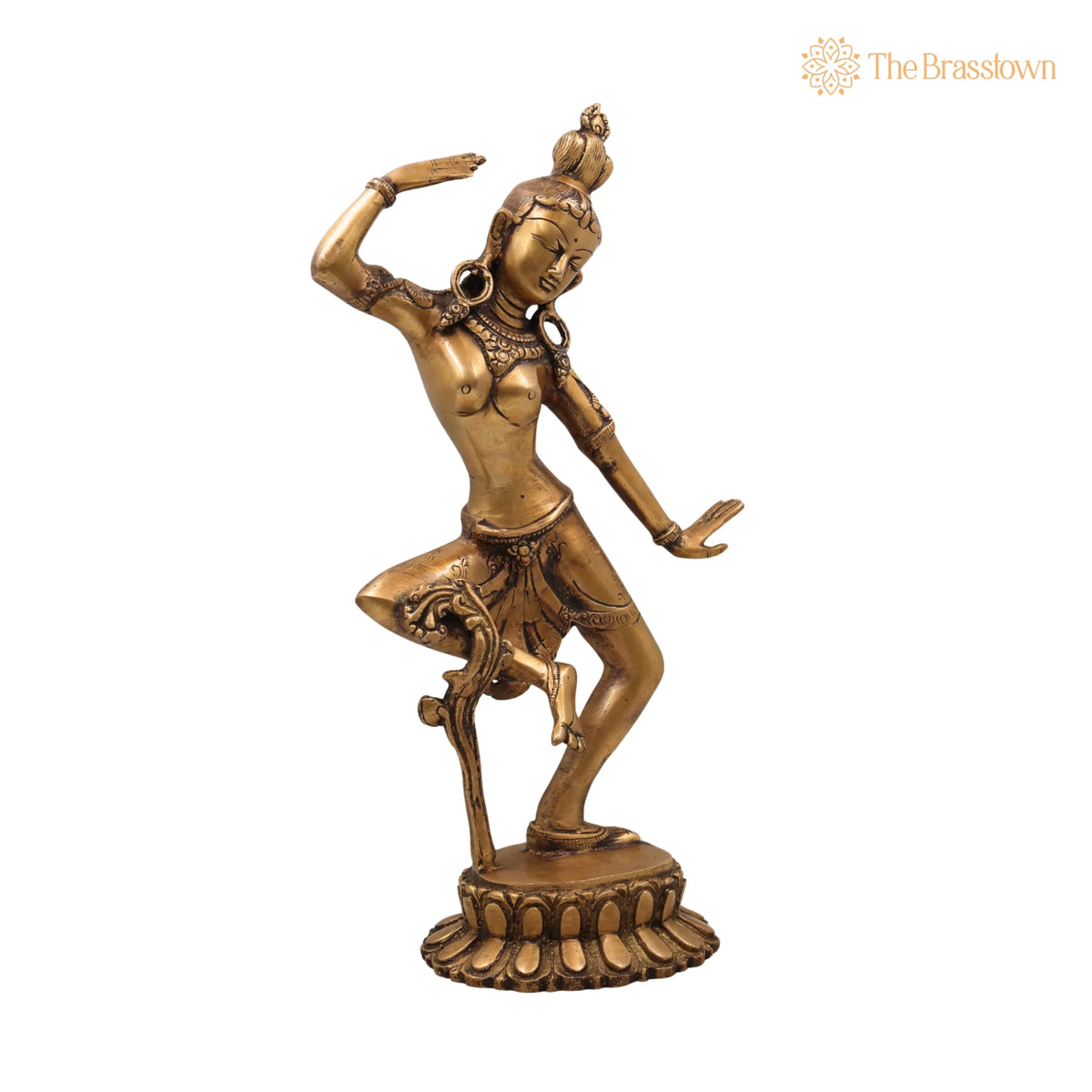 Brass Apsara Idol – Handcrafted Urvashi Devangana Celestial Dancer Murti for Puja, Home Mandir & Décor 15.5 Inch 2
