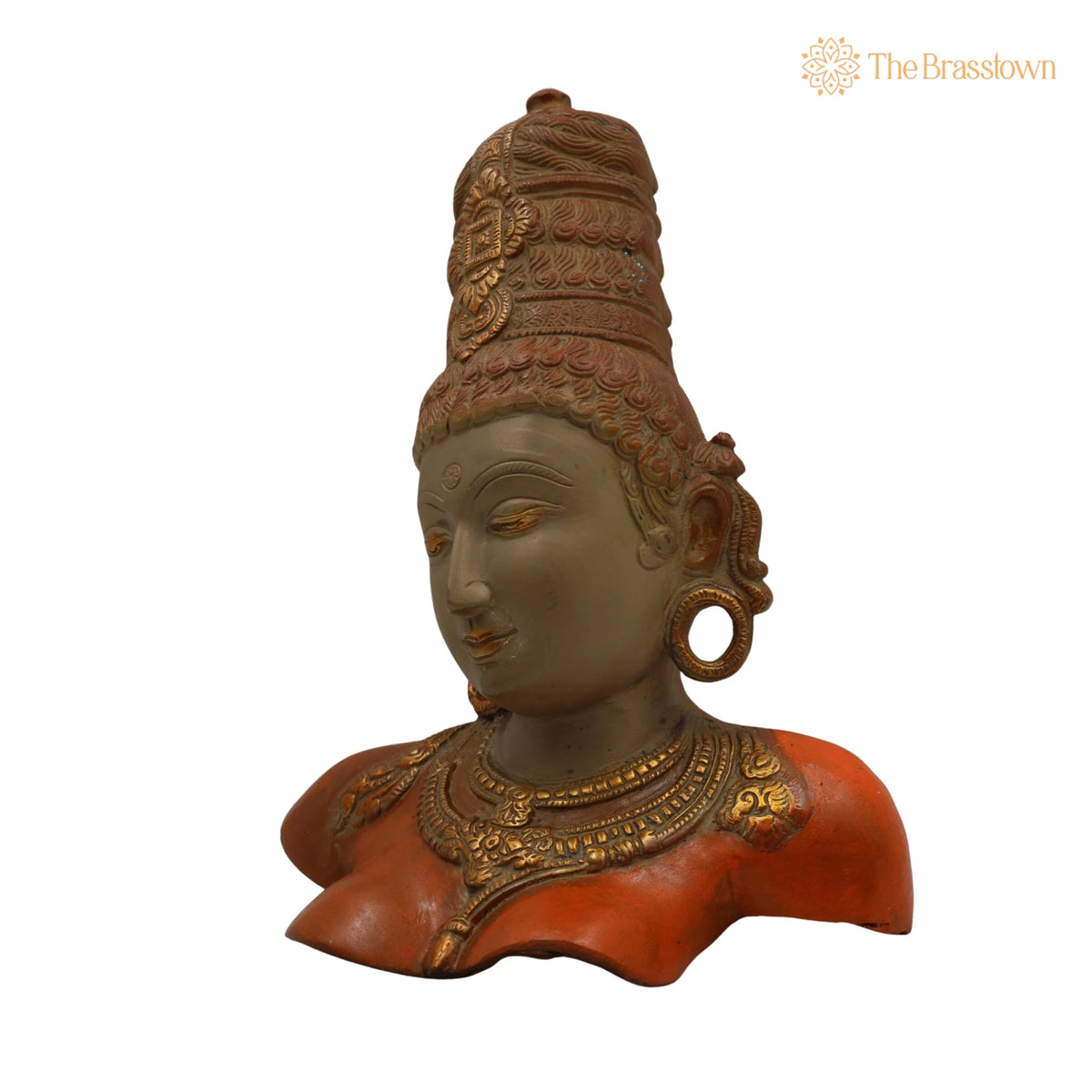 Brass Parvati Face Idol – Handcrafted Home Temple & Spiritual Décor 12 Inch 3