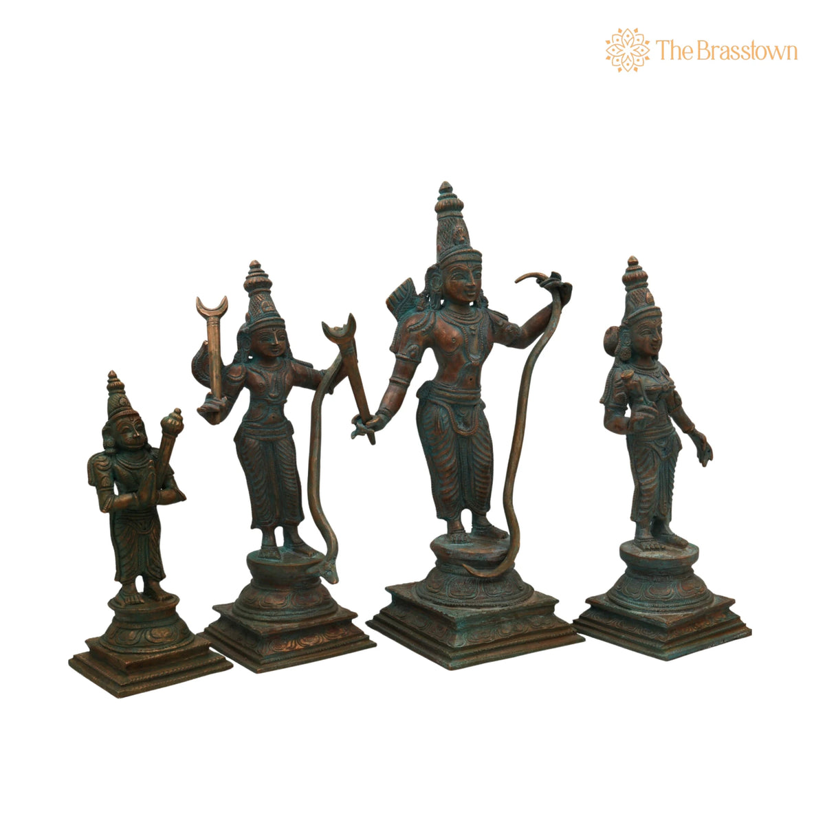 Bronze Handcrafted Shri Ram Parivar Idol – Panchaloha Ram Darbar Murti with Sita Lakshman Hanuman for Puja, Home Mandir & Décor 12 Inch 2