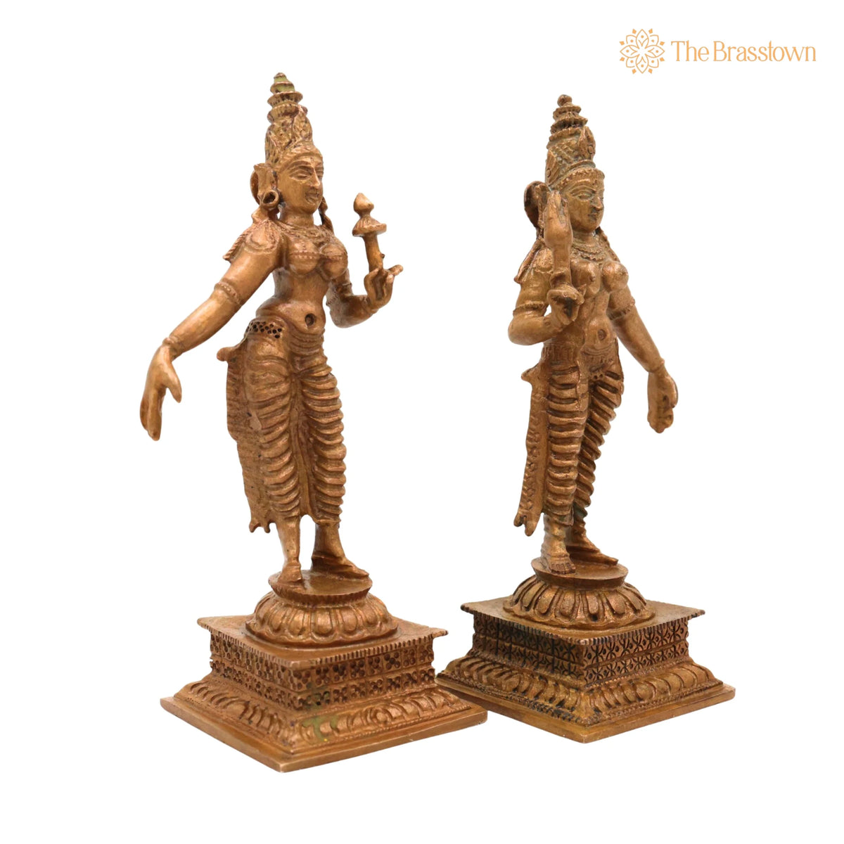 Bronze Sri Devi & Bhu Devi Idol – Handcrafted Lakshmi and Bhudevi Goddess Murti, Lakshmi & Earth Goddess Statue for Pooja 4.5 Inch 2