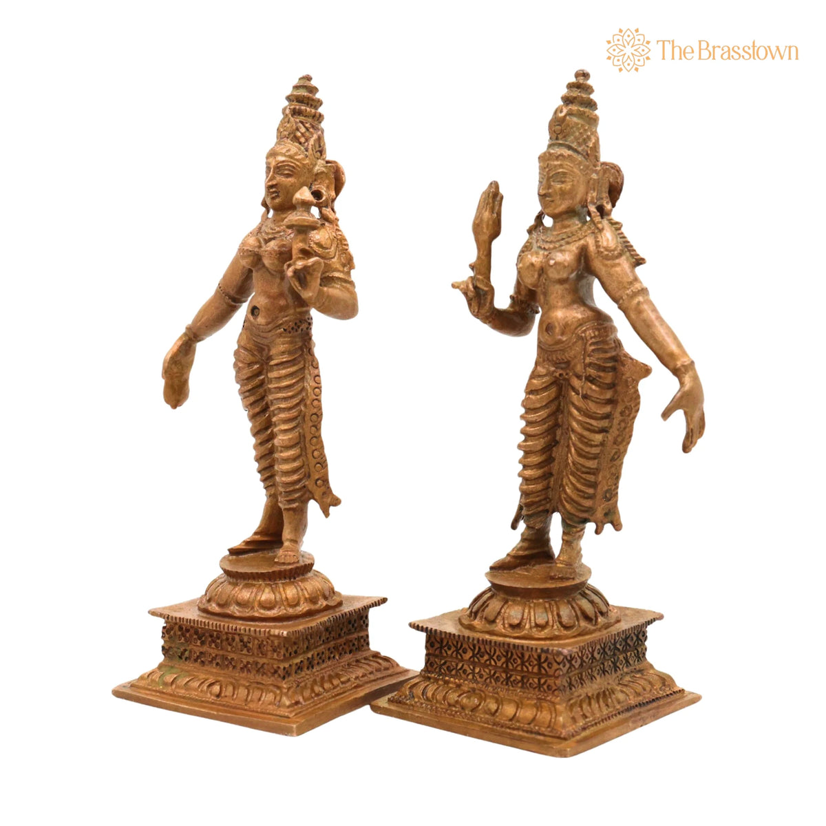 Bronze Sri Devi & Bhu Devi Idol – Handcrafted Lakshmi and Bhudevi Goddess Murti, Lakshmi & Earth Goddess Statue for Pooja 4.5 Inch 3