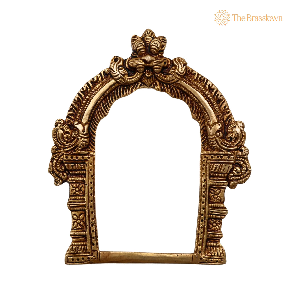 Brass Prabhavali – Handcrafted Frame Arch Wall Hanging Prabhawal Temple Home Décor Prabhawali For Small Diety Prabhaval 6 Inch 2