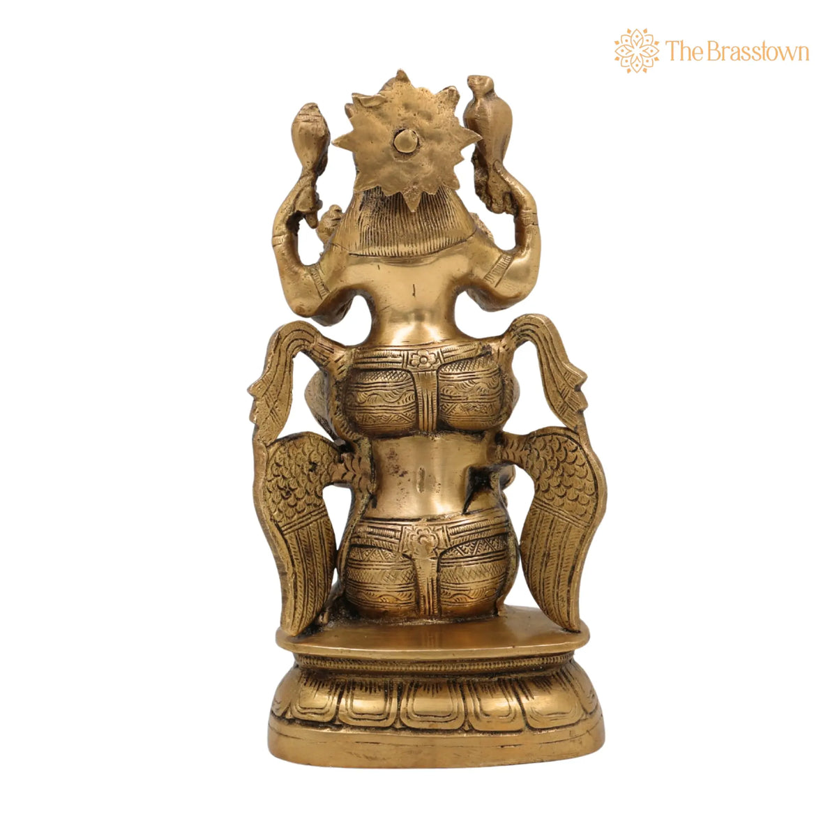 Brass Vishnu Idol Riding Garuda – Handcrafted Narayana Murti Statue, Home Temple, Décor & Gifts 8 Inch 4