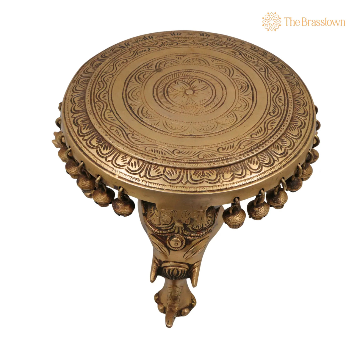 Brass Elephant Chowki – Gaja Chowki, Handmade Aathi Chowki Pooja & Spiritual Home Deco 6.5 Inch 4
