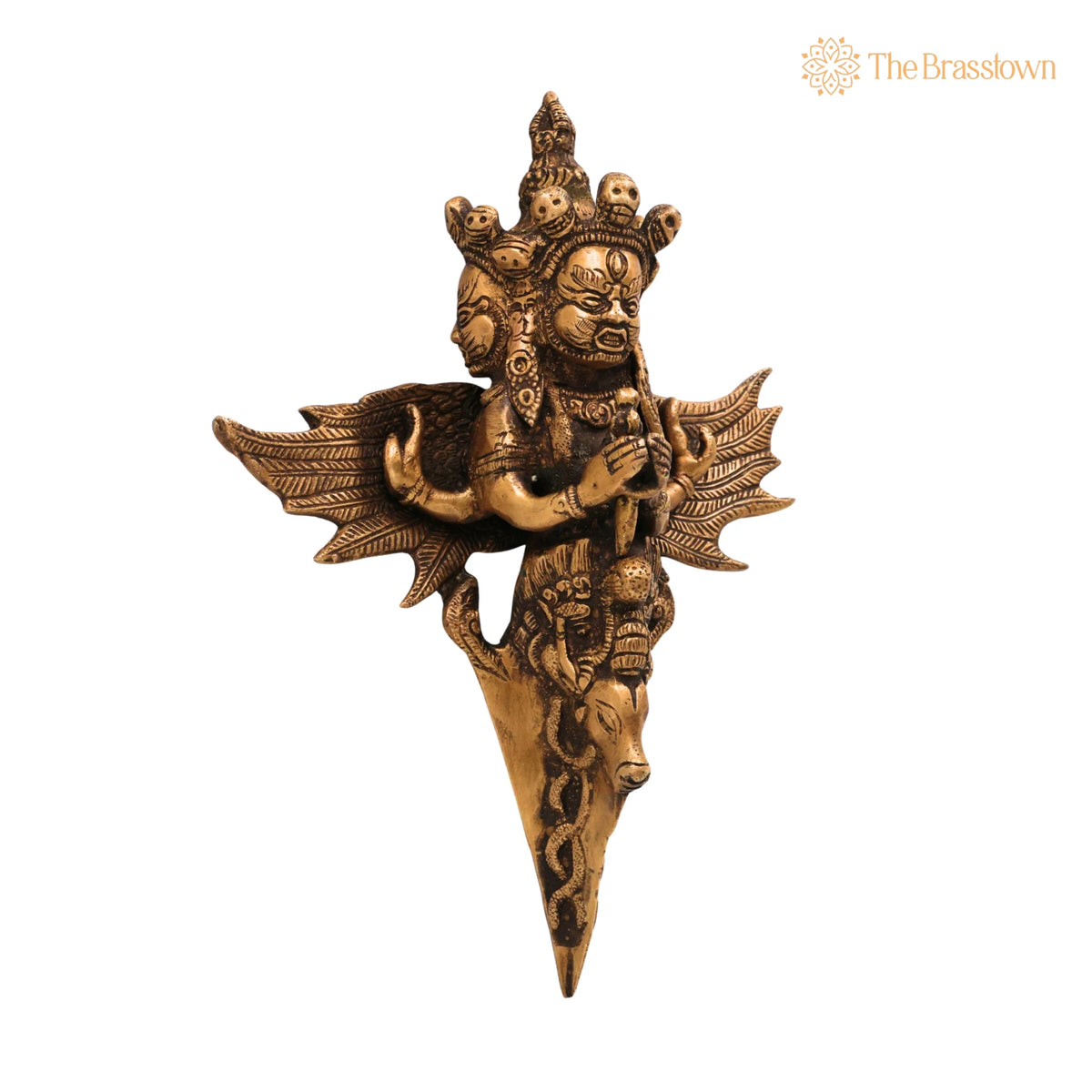 Brass Phurba Vajra Idol – Handcrafted Tibetan Dorje Kila Dagger, Vajrakilaya Buddhist Ritual Statue, Tantric Vajra Kila for Pooja & Home Décor 10.5 Inch 2