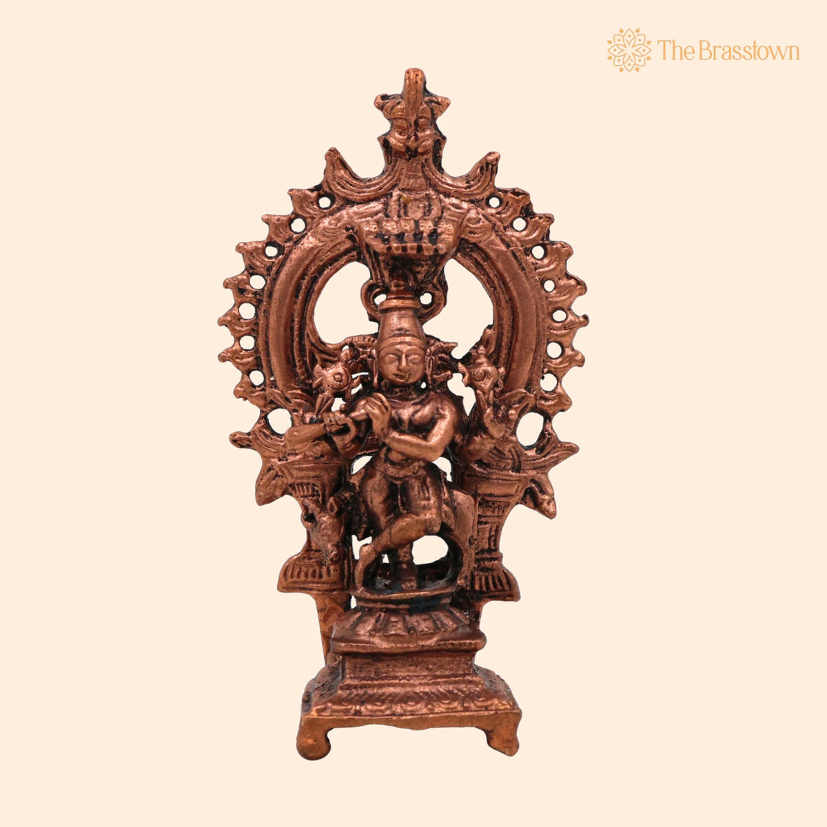 Brass Krishna Idol – Handcrafted Bal Gopal Murti, Copper Krishna Statue for Pooja & Décor 3 Inch 1