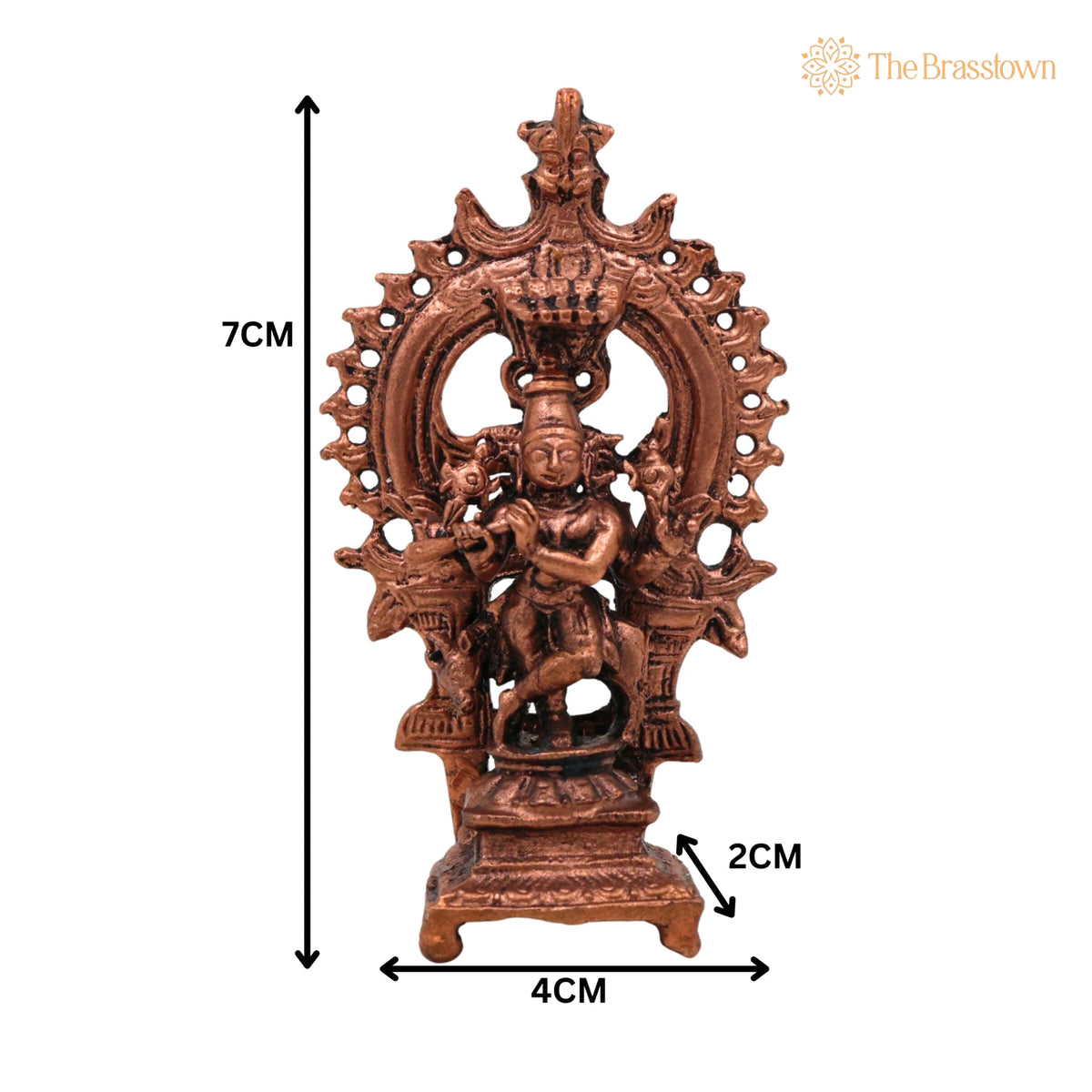 Brass Krishna Idol – Handcrafted Bal Gopal Murti, Copper Krishna Statue for Pooja & Décor 3 Inch 5