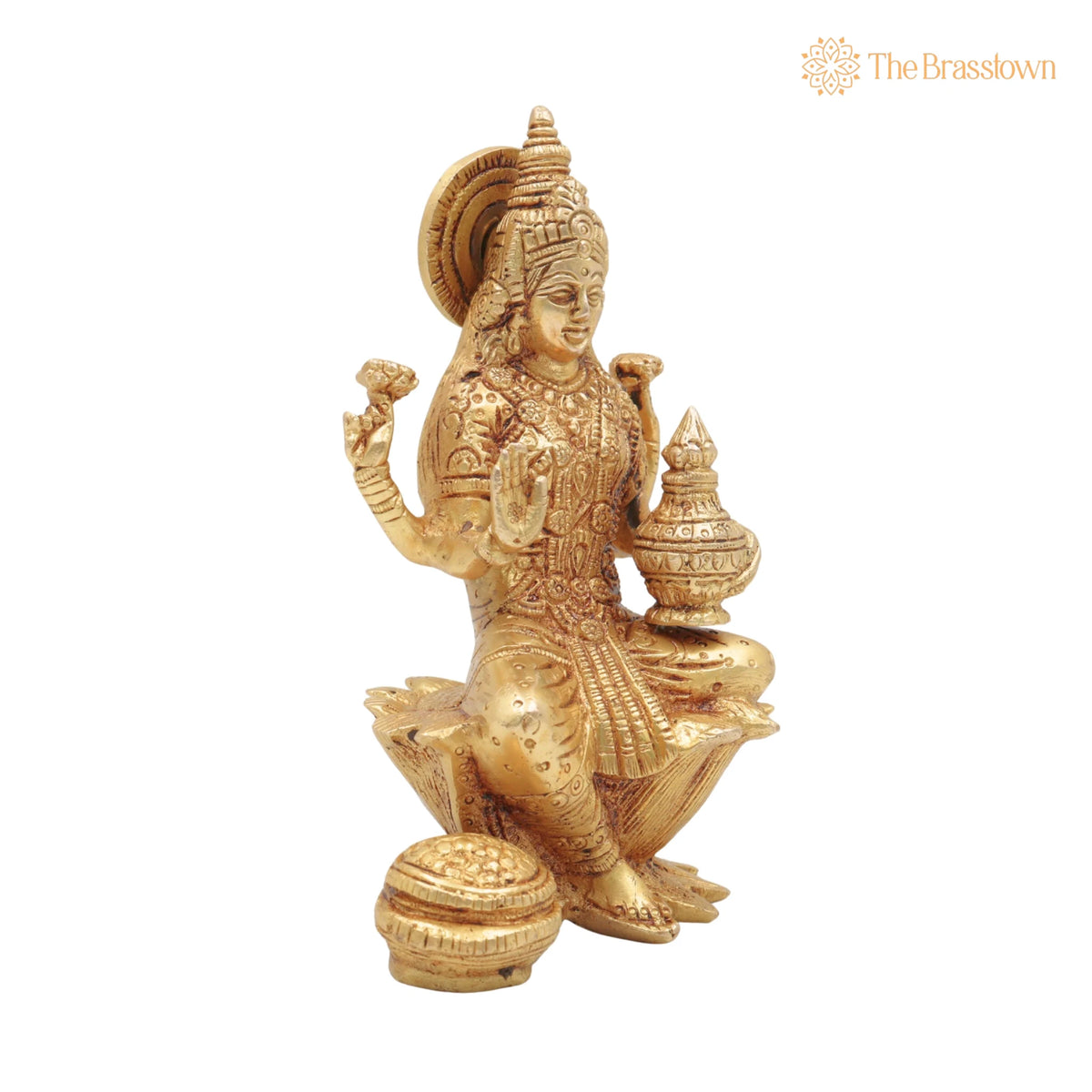 Brass Handcrafted Maha Lakshmi Idol for Pooja – Kamala Devi, Mahalakshmi, Shree Laxmi Mata Murti for Home Temple & Décor 7 Inch 2