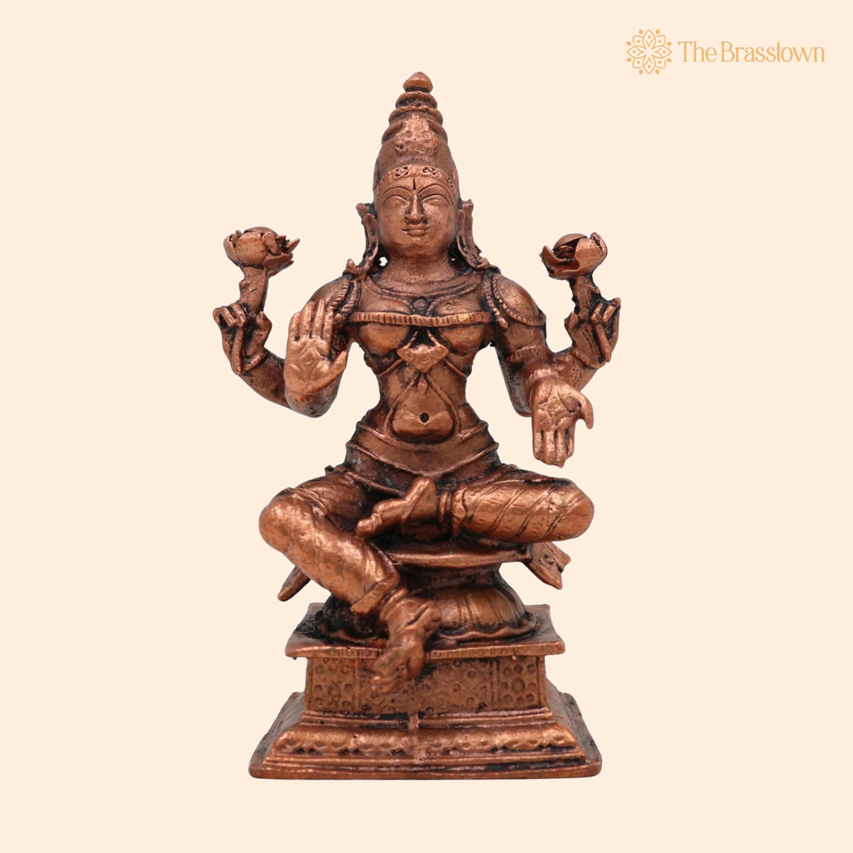 Copper Lakshmi Idol – Handcrafted Mahalakshmi Murti, Tamra Vigraham, Pooja Statue, Home Décor 4 Inch 1