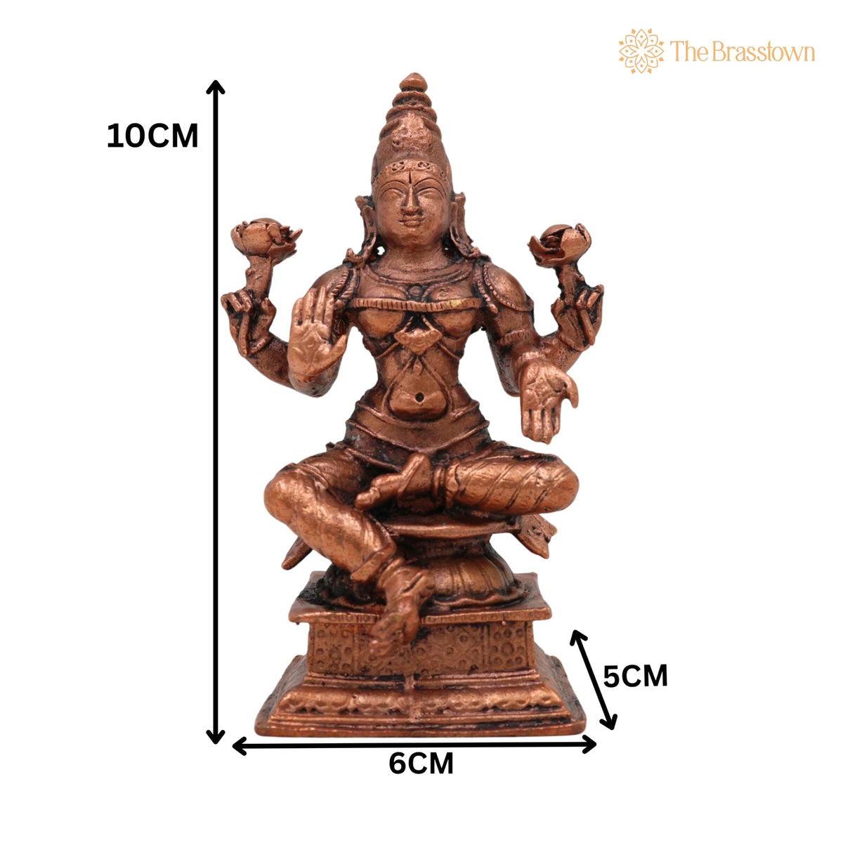 Copper Lakshmi Idol – Handcrafted Mahalakshmi Murti, Tamra Vigraham, Pooja Statue, Home Décor 4 Inch 5