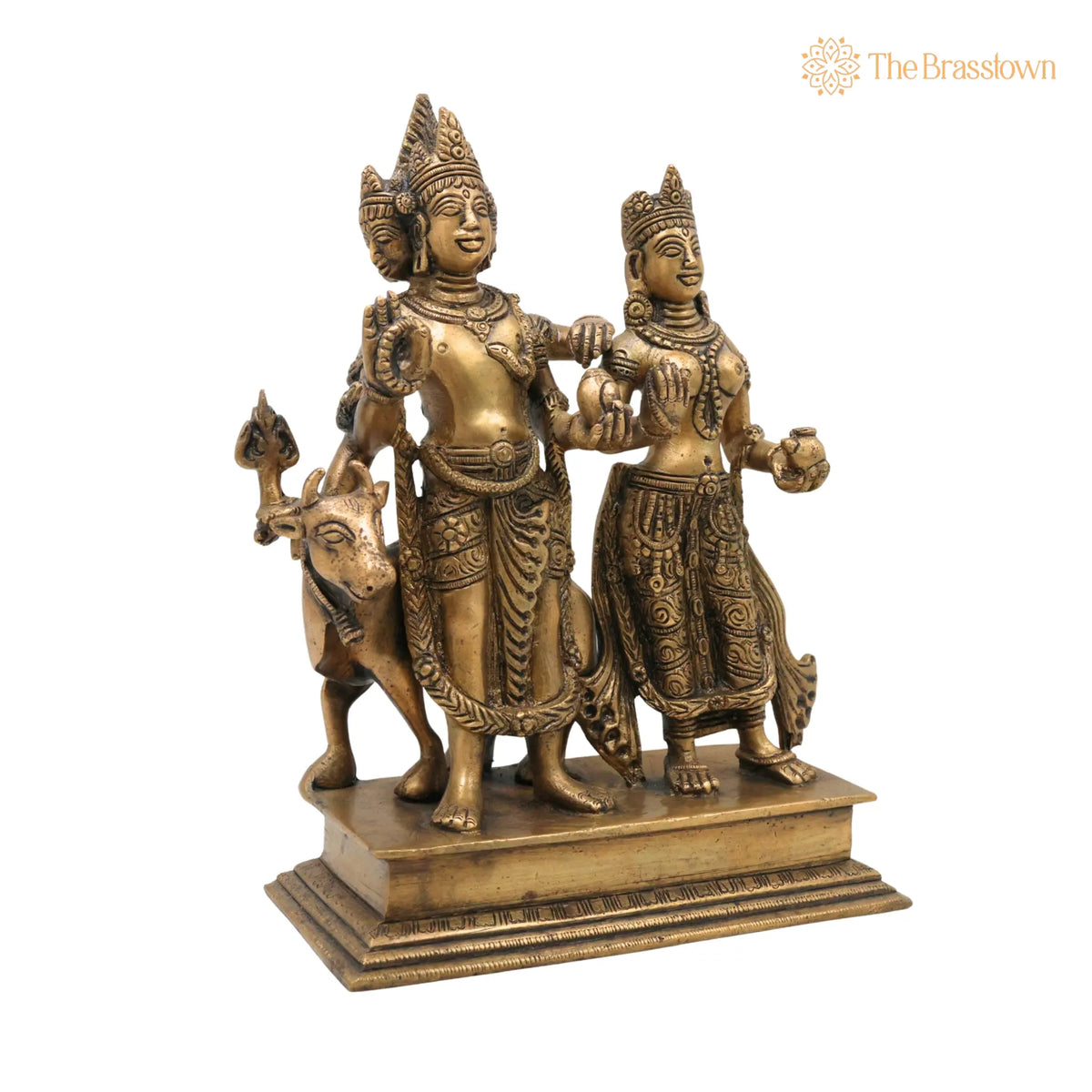 Brass Shiva And Parwati Idol – Handcrafted Shiv Parvati Brass Statue, Brass Shiva Parvati, Brass Shiv Parivar, Shivshankar Parvati, Murti 9.5 Inch 2