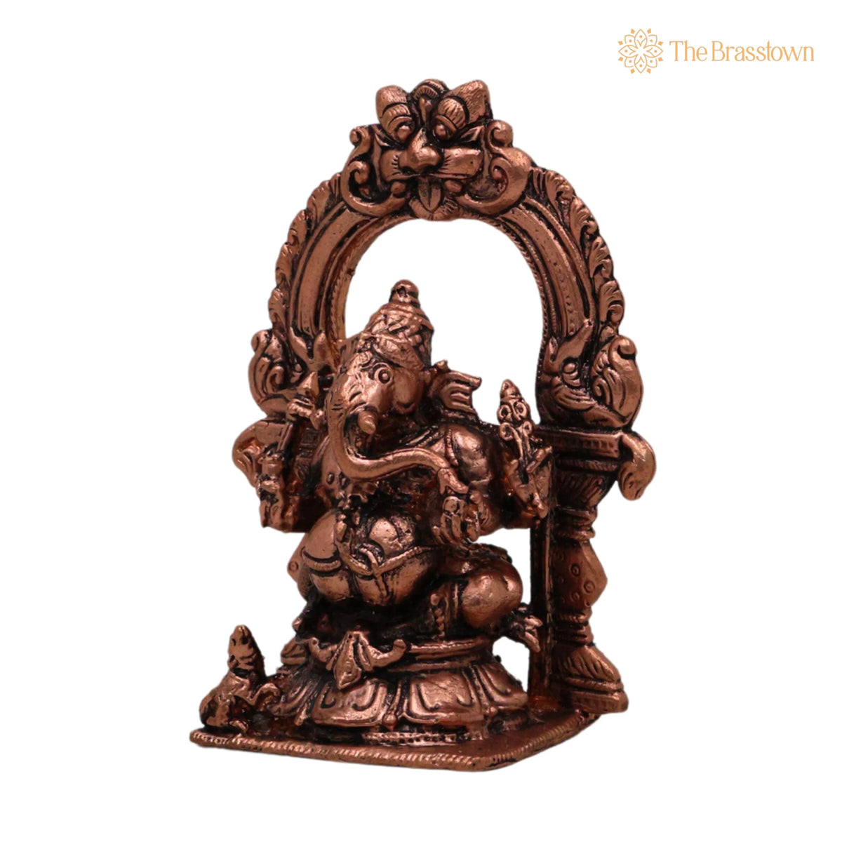 Copper Ganesha Prabhavali Idol – Handcrafted Traditional Temple Arch 4 Inch 3