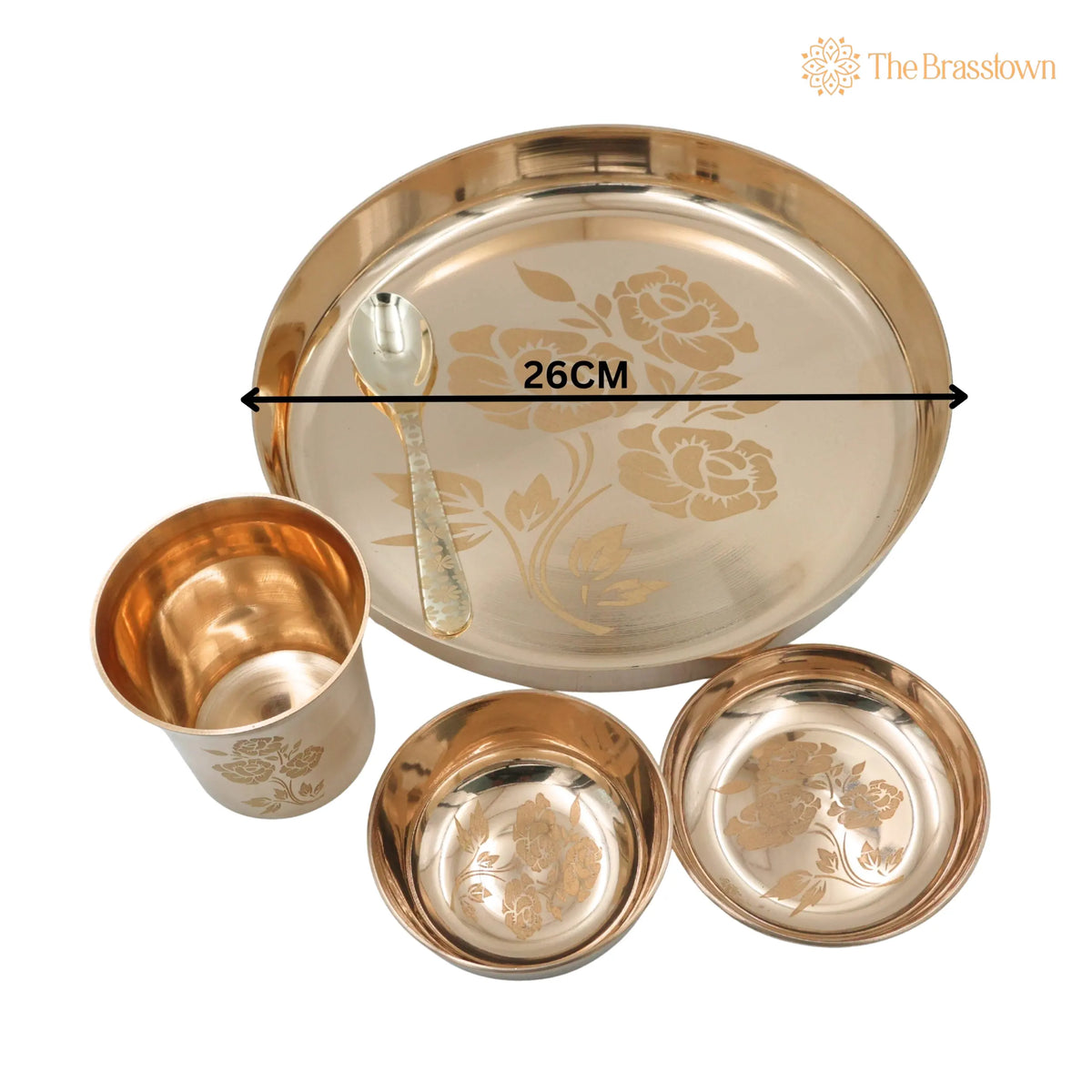 Bronze Dinner Set – Handcrafted Kansa Bhojan Thali for Dining, Puja & Gifting 10 Inch 5