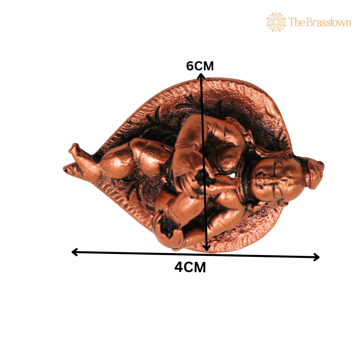 Copper Bala Krishna Idol on Leaf – Handcrafted Traditional Murti for Puja, Home Mandir & Décor 1 Inch 5