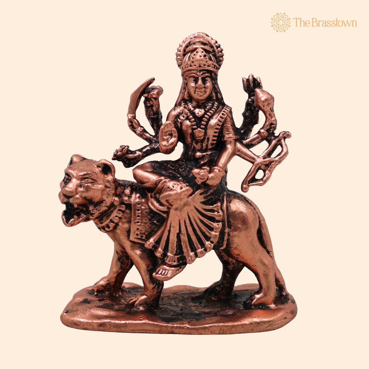 Copper Durga Maa Idol – Handcrafted Traditional Murti for Puja, Home Mandir & Décor 2.5 Inch 1