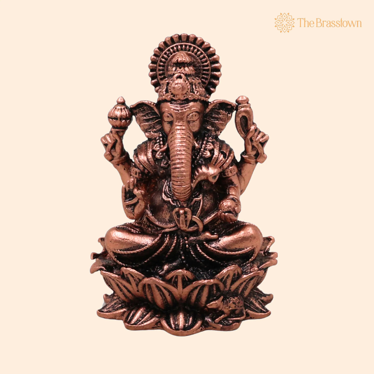 Copper Ganesh Idol – Handcrafted Traditional Murti for Puja, Home Mandir & Décor 2.5 Inch 1