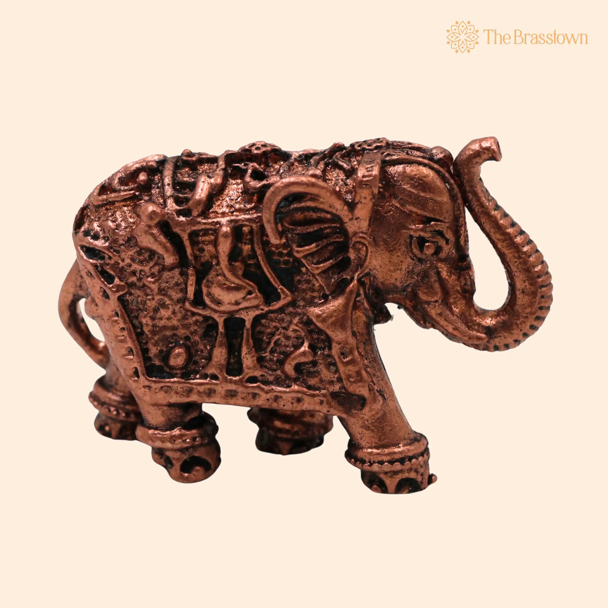 Copper Elephant Idol – Handcrafted Traditional Sculpture for Home Décor & Gifting 1 Inch 1