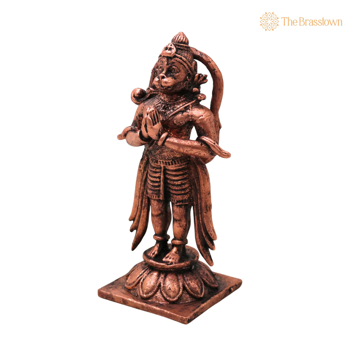 Copper Hanuman Idol – Handcrafted Bajrangbali Anjaneya Maruti Sankat Mochan Murti Pooja Statue Home Décor 3.5 Inch 3
