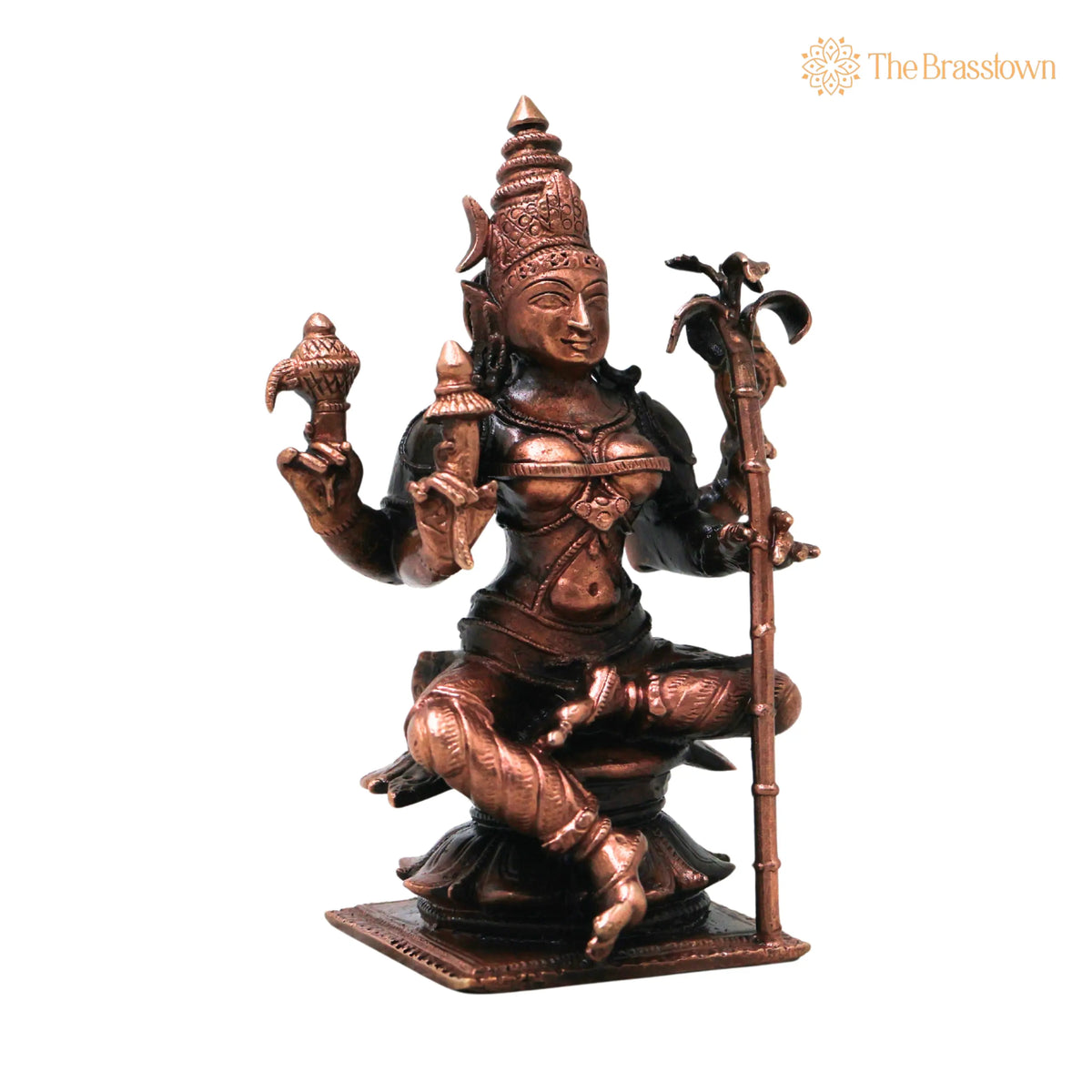 Copper Bhuvaneshwari Devi Idol – Handcrafted Traditional Murti for Puja, Home Mandir & Décor 4 Inch 2