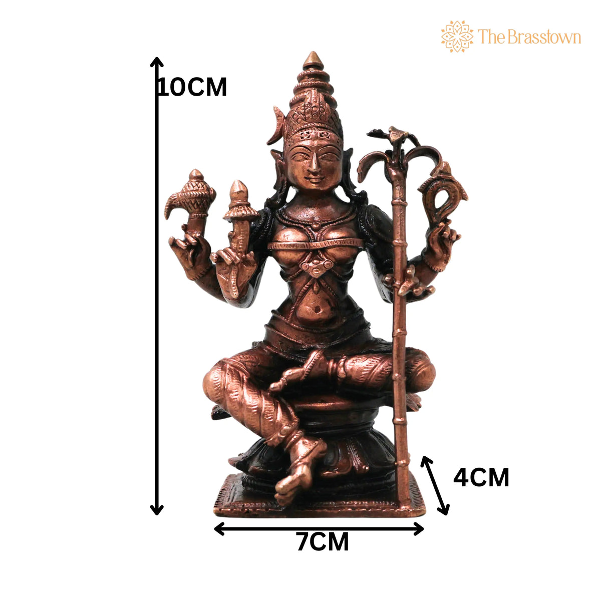 Copper Bhuvaneshwari Devi Idol – Handcrafted Traditional Murti for Puja, Home Mandir & Décor 4 Inch 5
