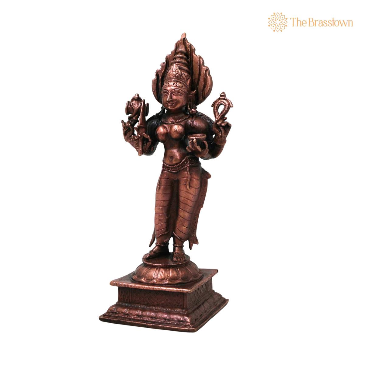 Copper Handcrafted Mariamman Idol for Puja, Home Mandir & Décor 5.5 Inch 3
