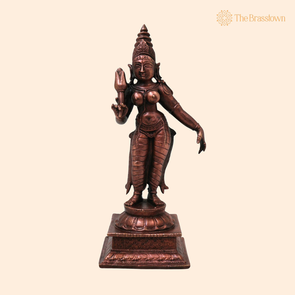 Copper Sree Devi Idol – Handcrafted Traditional Murti for Puja, Home Mandir & Décor 5.5 Inch 1