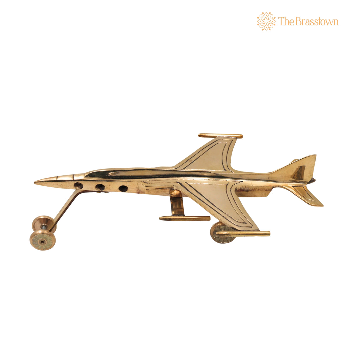 Brass Jet Vimana Showpiece Handcrafted Traditional Aviation Décor Idol for Home Office Vaastu Gifting 3 Inch 4