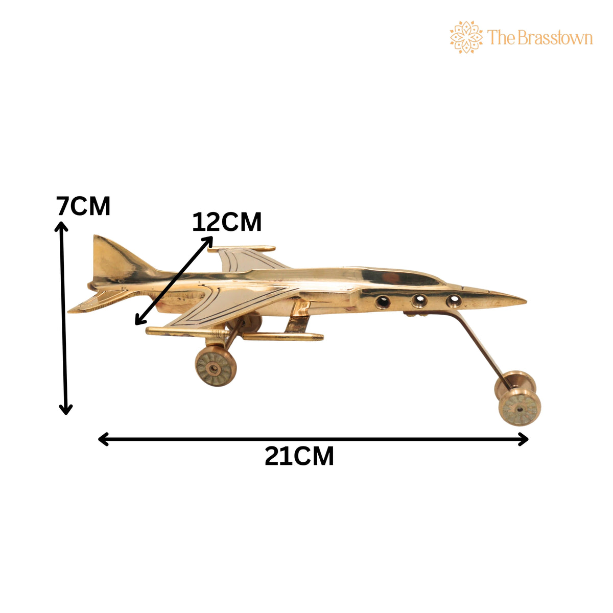 Brass Jet Vimana Showpiece Handcrafted Traditional Aviation Décor Idol for Home Office Vaastu Gifting 3 Inch 5