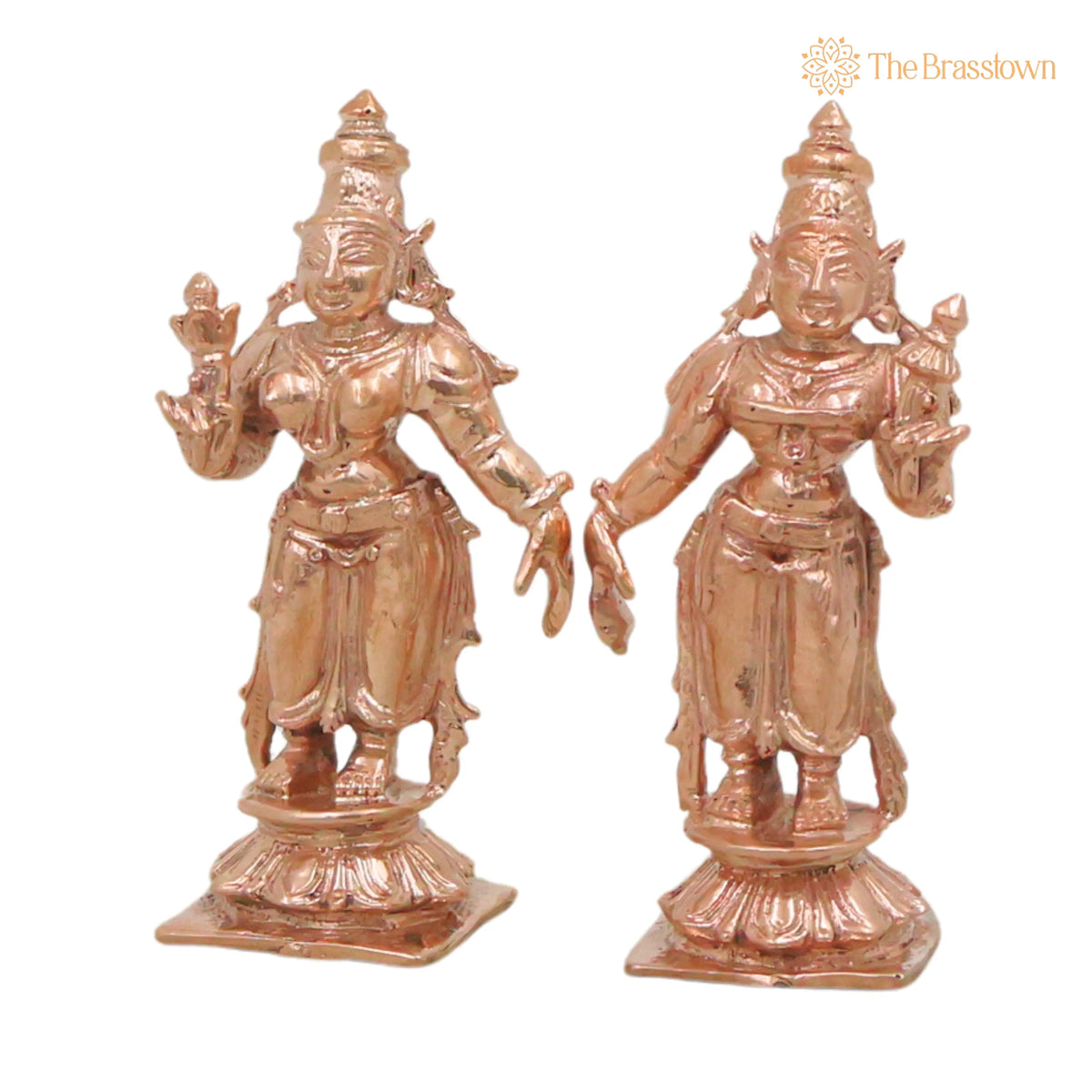Handcrafted Chola Bronze Sri Devi Bhudevi Murti for Pooja – Home Temple Décor & Spiritual Gifting 3 Inch 3