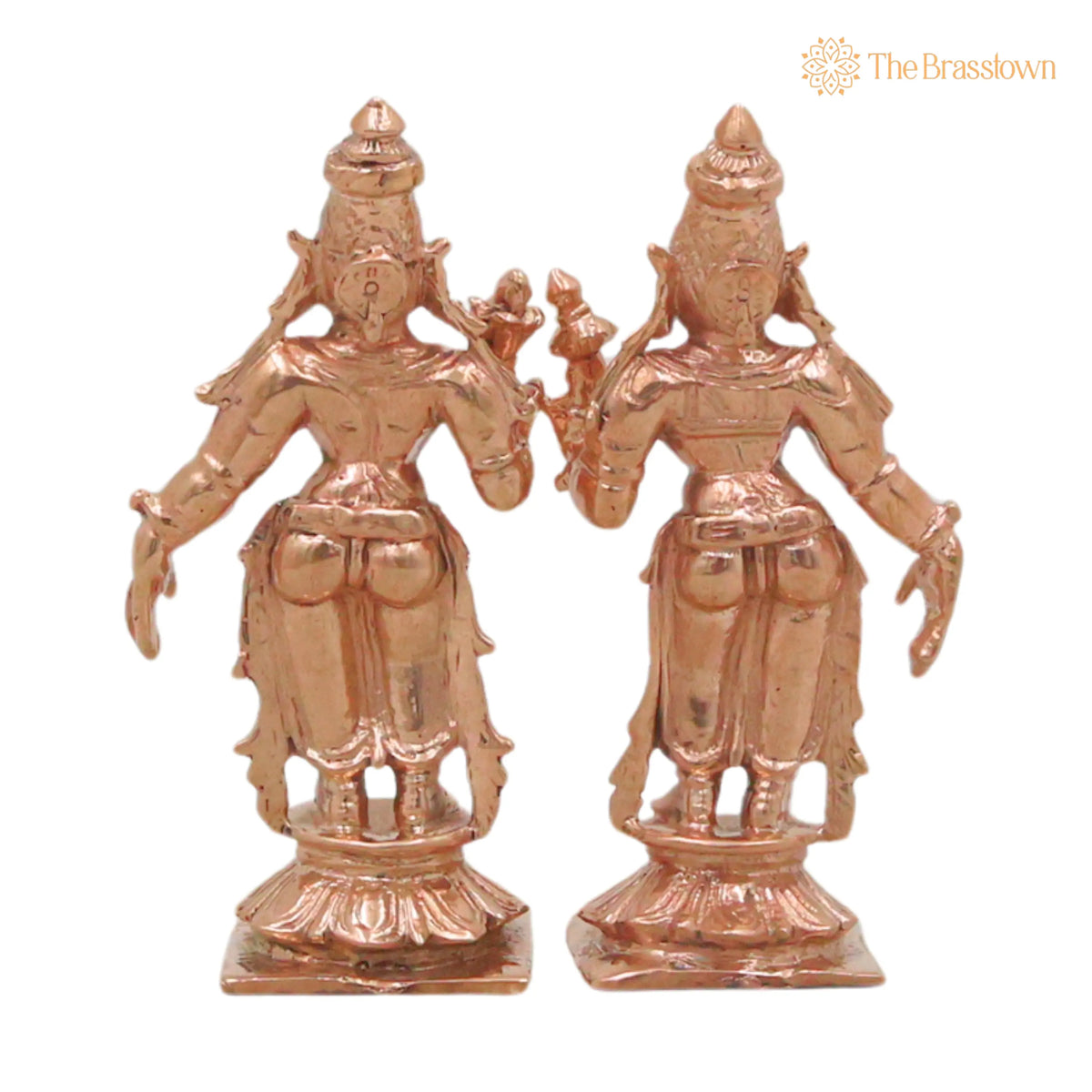 Handcrafted Chola Bronze Sri Devi Bhudevi Murti for Pooja – Home Temple Décor & Spiritual Gifting 3 Inch 4