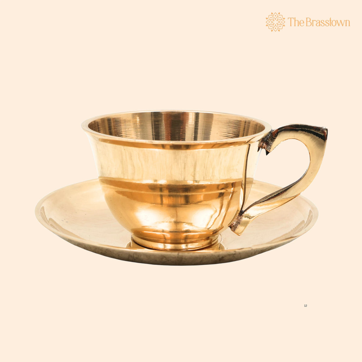 Brass Coffee Cup With Saucer – Handcrafted Traditional South Indian Davara Tumbler Set for Pooja, Home Décor & Gifting 3 Inch 1