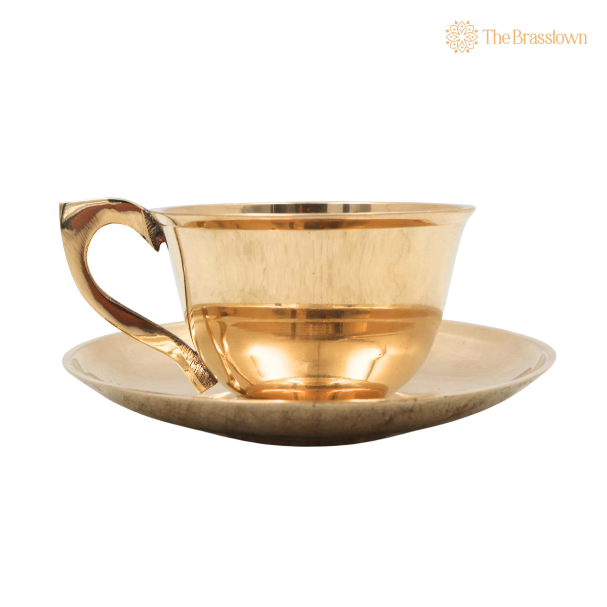 Brass Coffee Cup With Saucer – Handcrafted Traditional South Indian Davara Tumbler Set for Pooja, Home Décor & Gifting 3 Inch 3