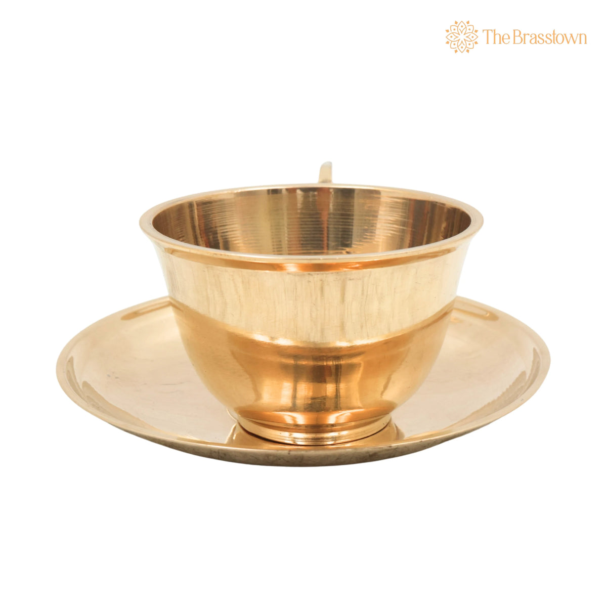 Brass Coffee Cup With Saucer – Handcrafted Traditional South Indian Davara Tumbler Set for Pooja, Home Décor & Gifting 3 Inch 4