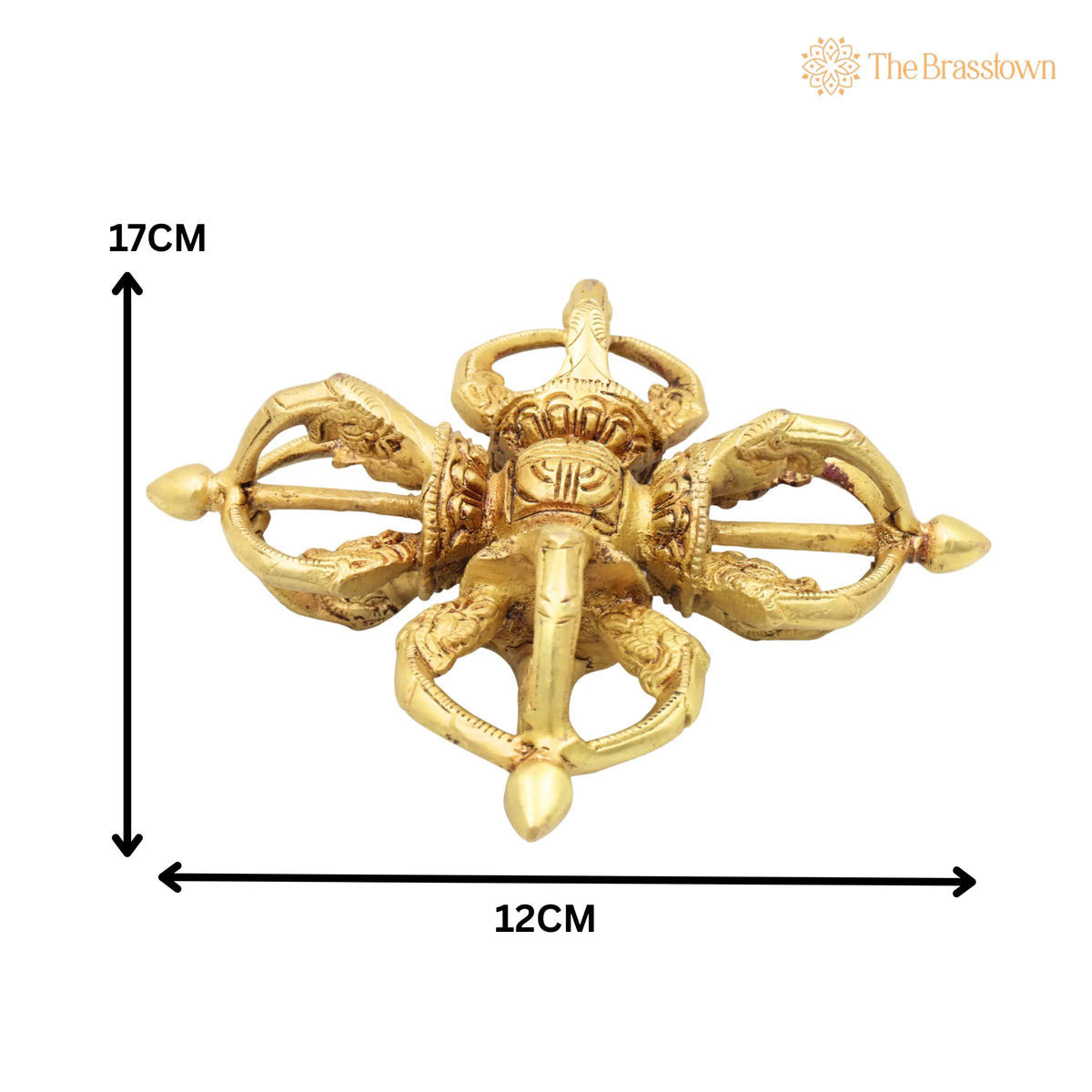 Brass Vajra Dorje Buddhist Tibetan Vajram Handcrafted Traditional – Chola Pooja Home Décor Spiritual Gifting 6.5 Inch 5