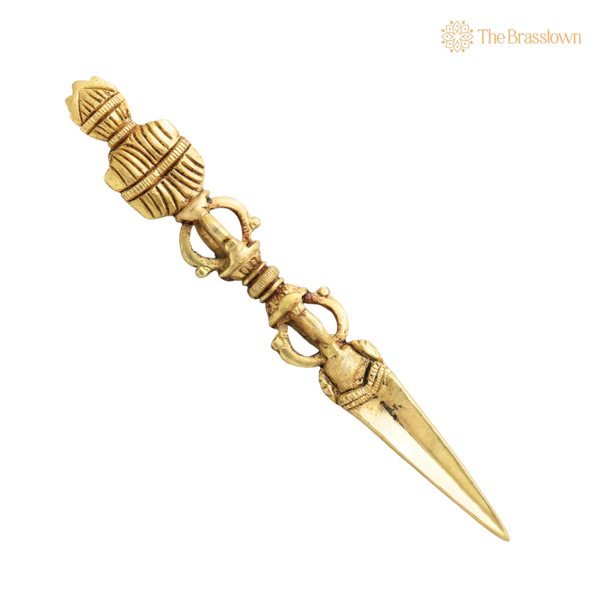 Brass Vajra Dorje Phurba – Tibetan Buddhist Ritual Symbol for Pooja, Home Décor & Gifting, Handcrafted Traditional 8.5 Inch 4