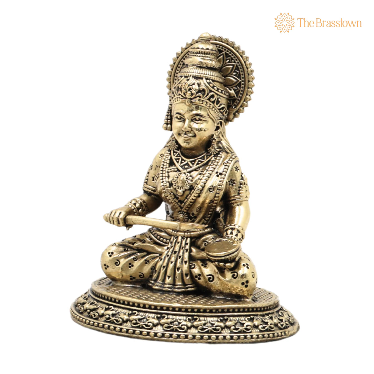 Brass Annapurna Devi Idol – Handcrafted Annapoorna Murti for Pooja, Home Décor & Gifting 4 Inch 3