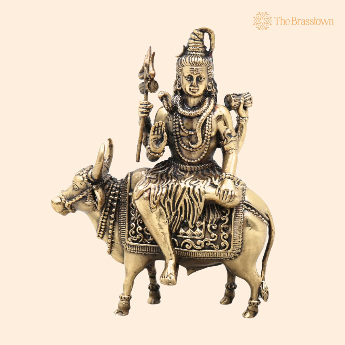 Brass Shiva Nandi Idol – Handcrafted Mahadev Statue for Pooja, Home Décor & Gifting, Traditional 6.5 Inch 1
