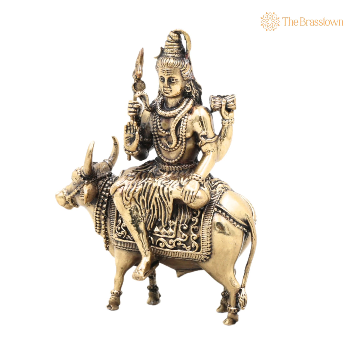 Brass Shiva Nandi Idol – Handcrafted Mahadev Statue for Pooja, Home Décor & Gifting, Traditional 6.5 Inch 3