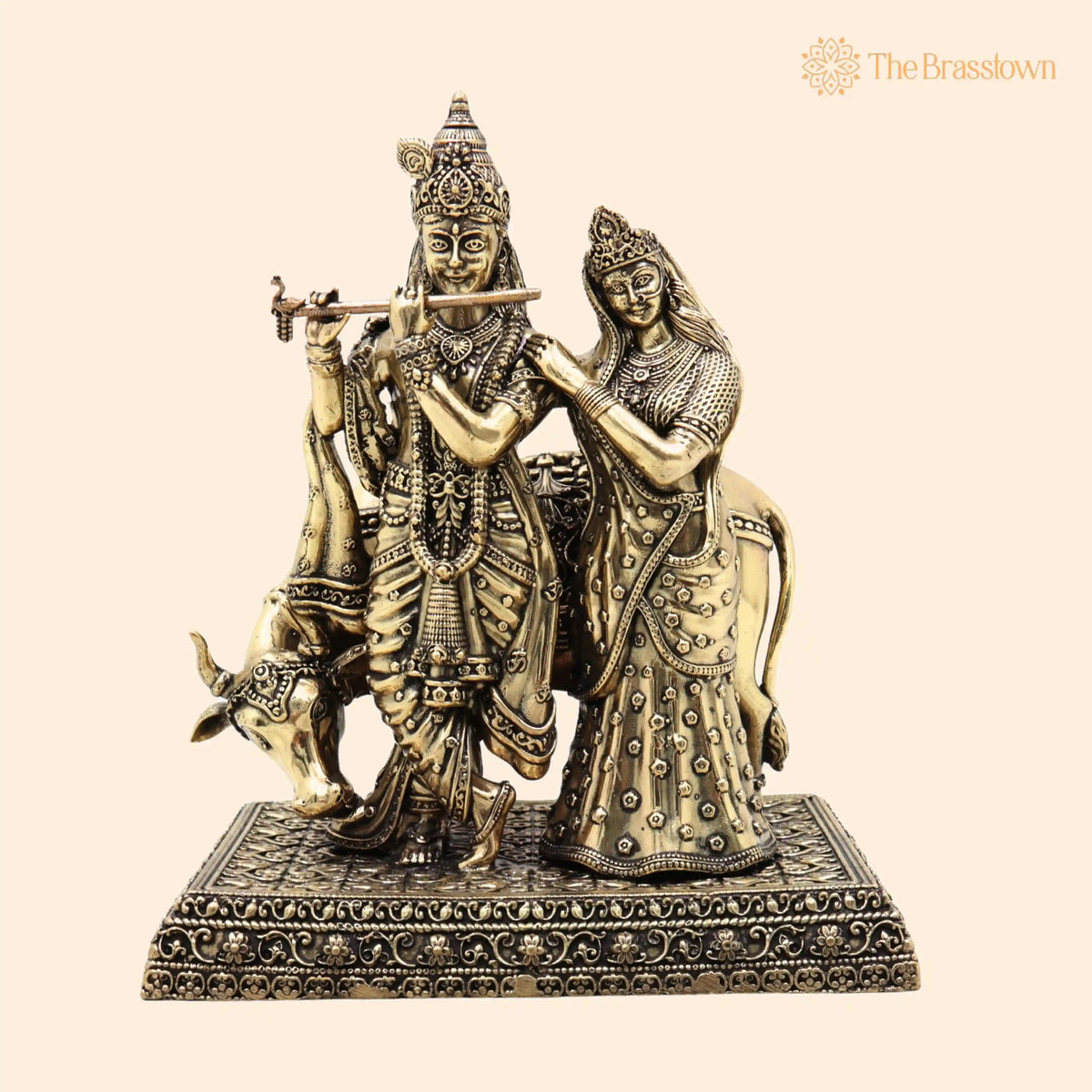Brass Radha Krishna Idol – Handcrafted Murti for Pooja, Home Décor & Gifting 6 Inch 1